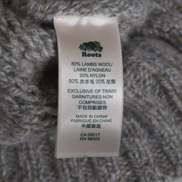 Roots Lambs Wool Sweater Gray Tan Long Sleeve Size Small - Picture 8 of 10